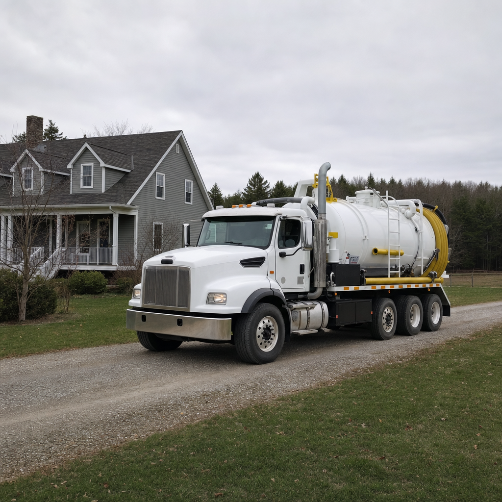 Septic vacuum truck arriving at a Jersey City home for same-day emergency service