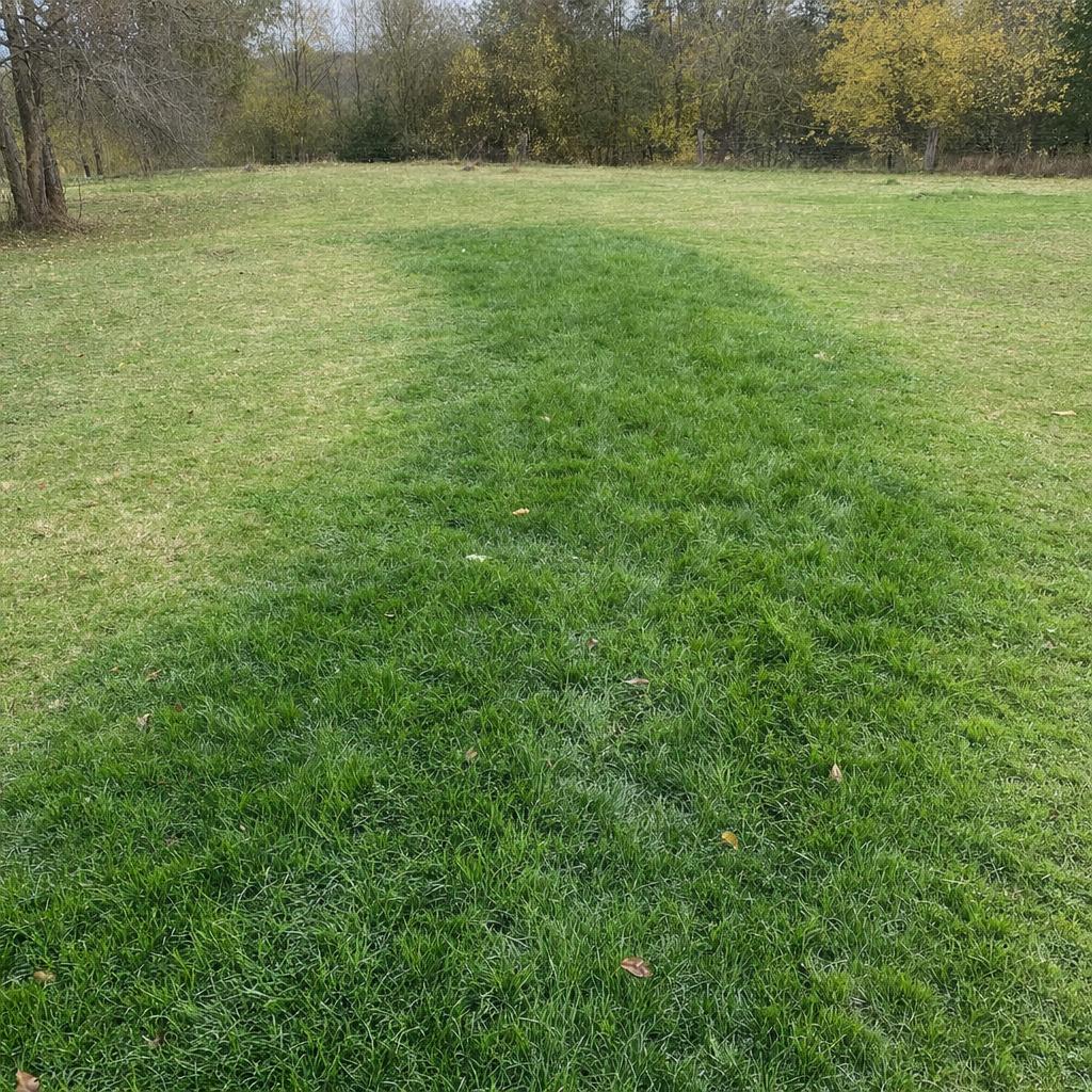 A soggy, unusually green patch of lawn over the drain field of a Jersey City home, a sign the septic tank needs pumping